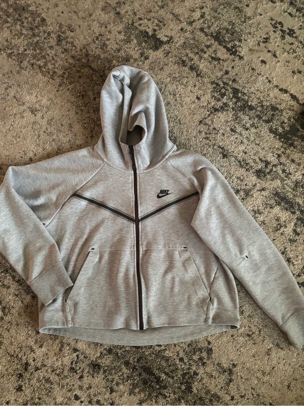 Nike Tech Women’s crop Light Grey Zip-Up Hoodie Jacket with Black Accents